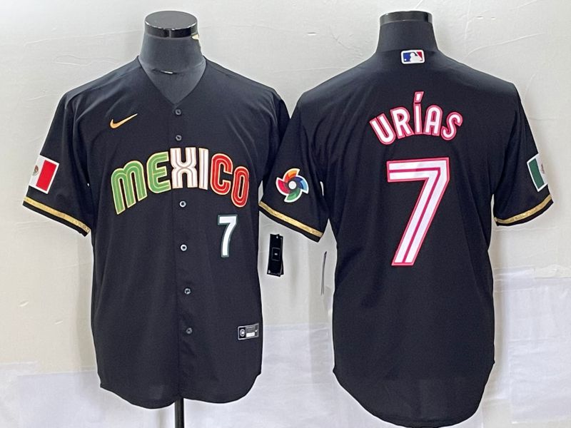 Men 2023 World Cub Mexico #7 Urias Black pink Nike MLB Jersey25->los angeles rams->NFL Jersey
